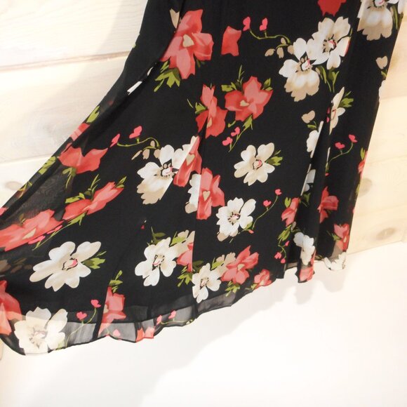 NWT Liz Claiborne Women's Size 14W Midi A-line Skirt Side Zip Dark Floral Print - Picture 4 of 10
